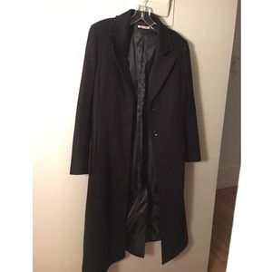 Italian boutique long wool blend coat in black